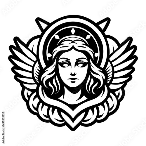 A solid style icon depicting raphael tattoo