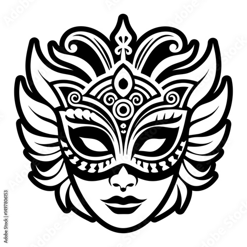 A glyph style icon of venetian mask