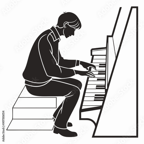 Man playing organ musical instrument silhouette musician classical music