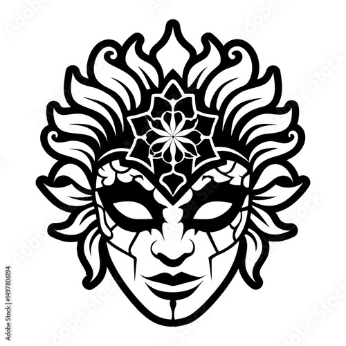 A filled style icon depicting venice mask