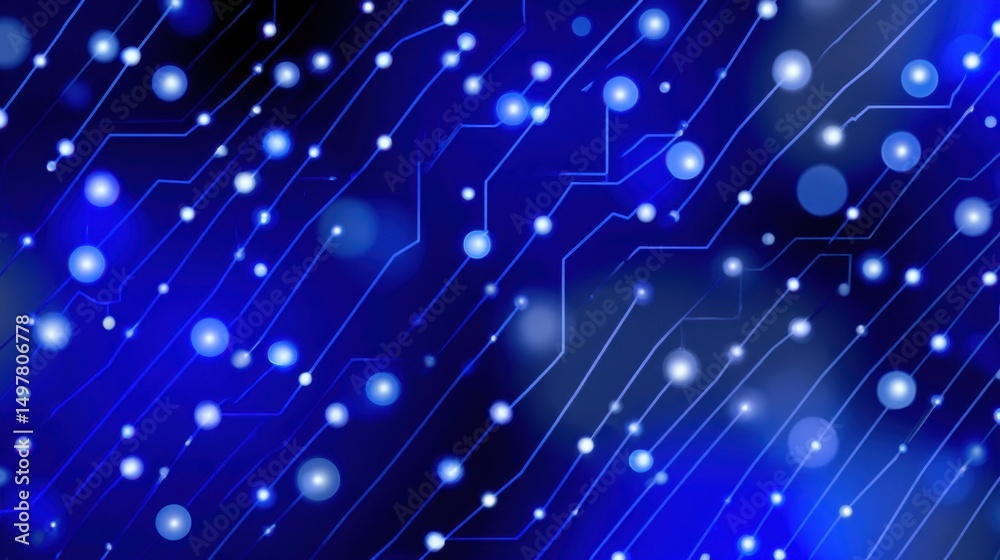 Fototapeta premium Flat icon representing advanced technology, abstract circuits and nodes, blue color scheme