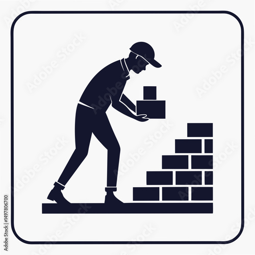 Professional construction worker silhouette icon transparent background