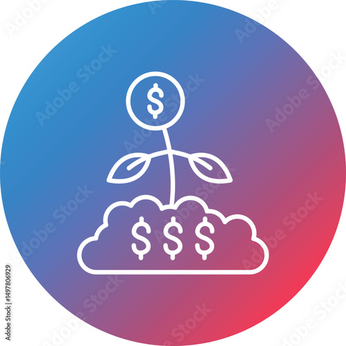 Invest Line Gradient Circle Background Icon