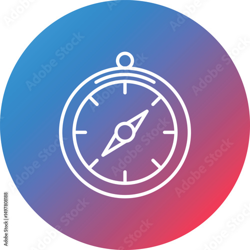 Compass Line Gradient Circle Background Icon
