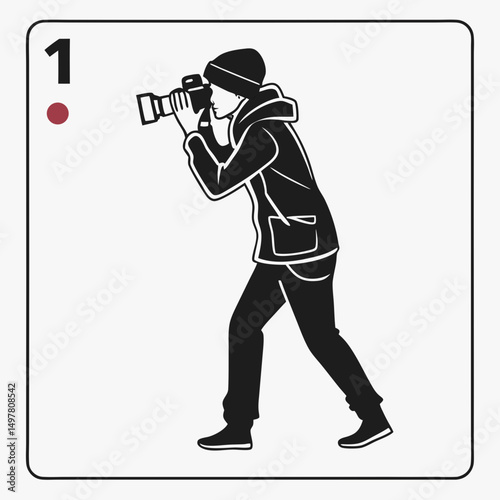 Photographer taking photo winter clothes dslr camera