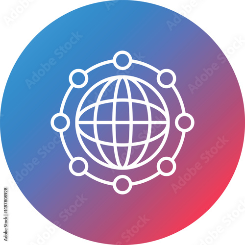 Global Network Line Gradient Circle Background Icon
