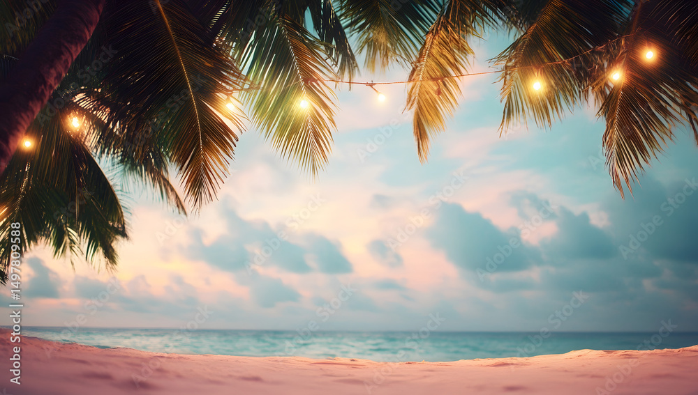 Fototapeta premium Summer vacation background with a blurred tropical beach.&nbsp;
