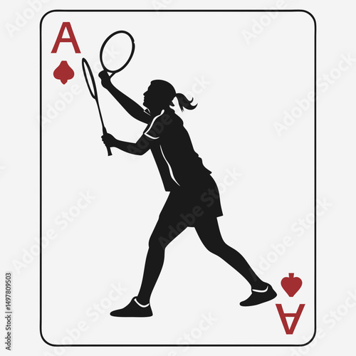 Ace of spades badminton player silhouette sport card design