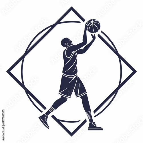 Basketball player silhouette artistic design sport graphic
