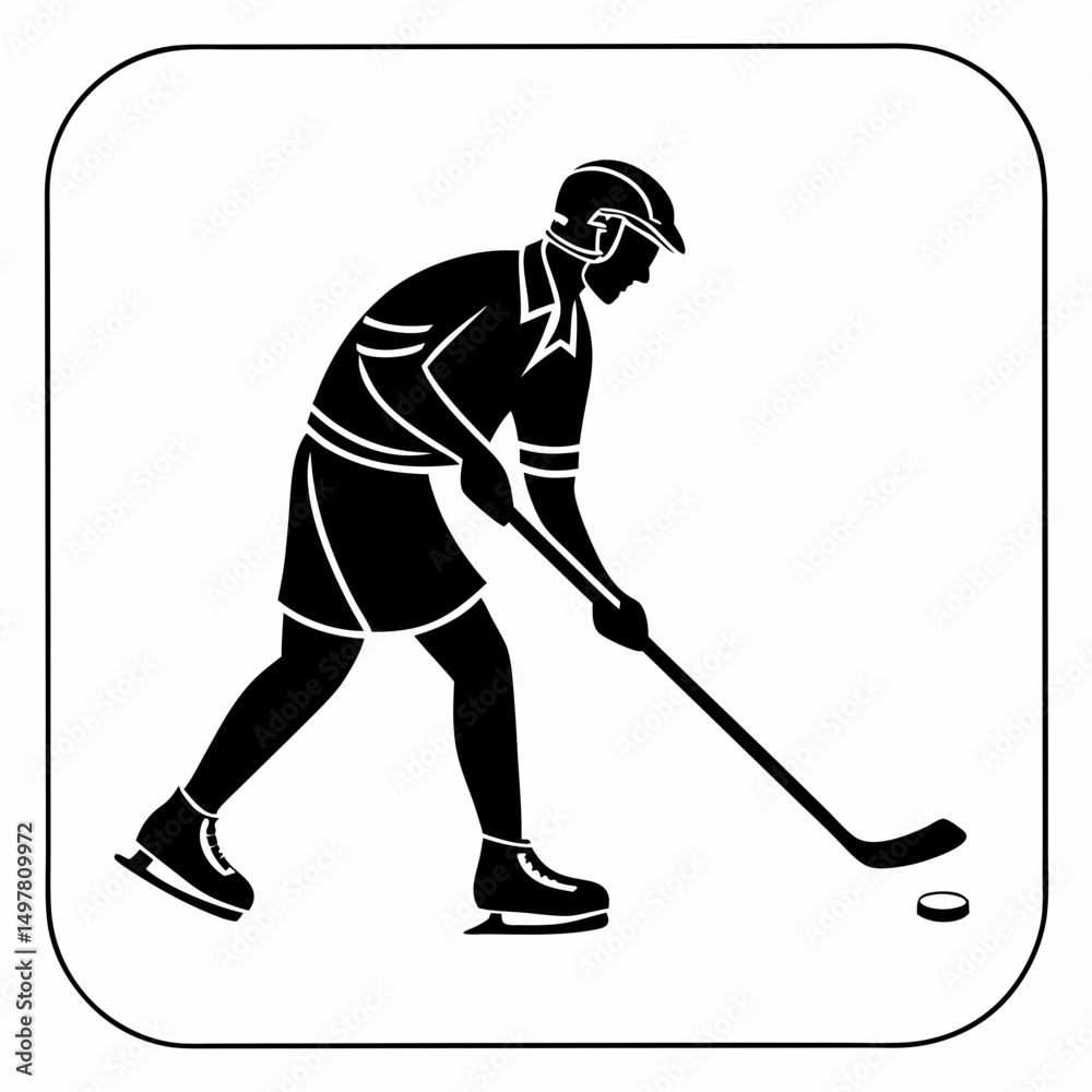 Professional hockey player silhouette isolated on white background Professional hockey player silhouette isolated on white background