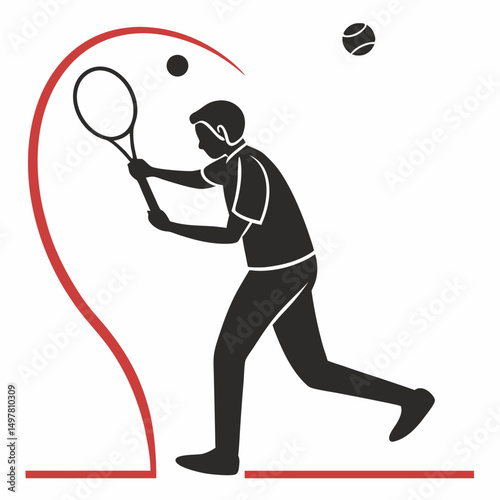 Tennis player silhouette dynamic action sports game