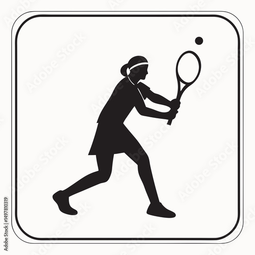 Female tennis player silhouette action sports graphic design