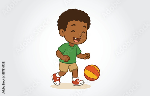 Afro Boy playing Cartoon Character Template
