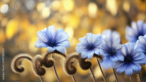 Delicate Blue Pasqueflower Blooms in Soft Spring Light