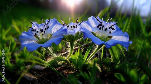 Luminous Bluebells: A Springtime Bloom in Forest Light