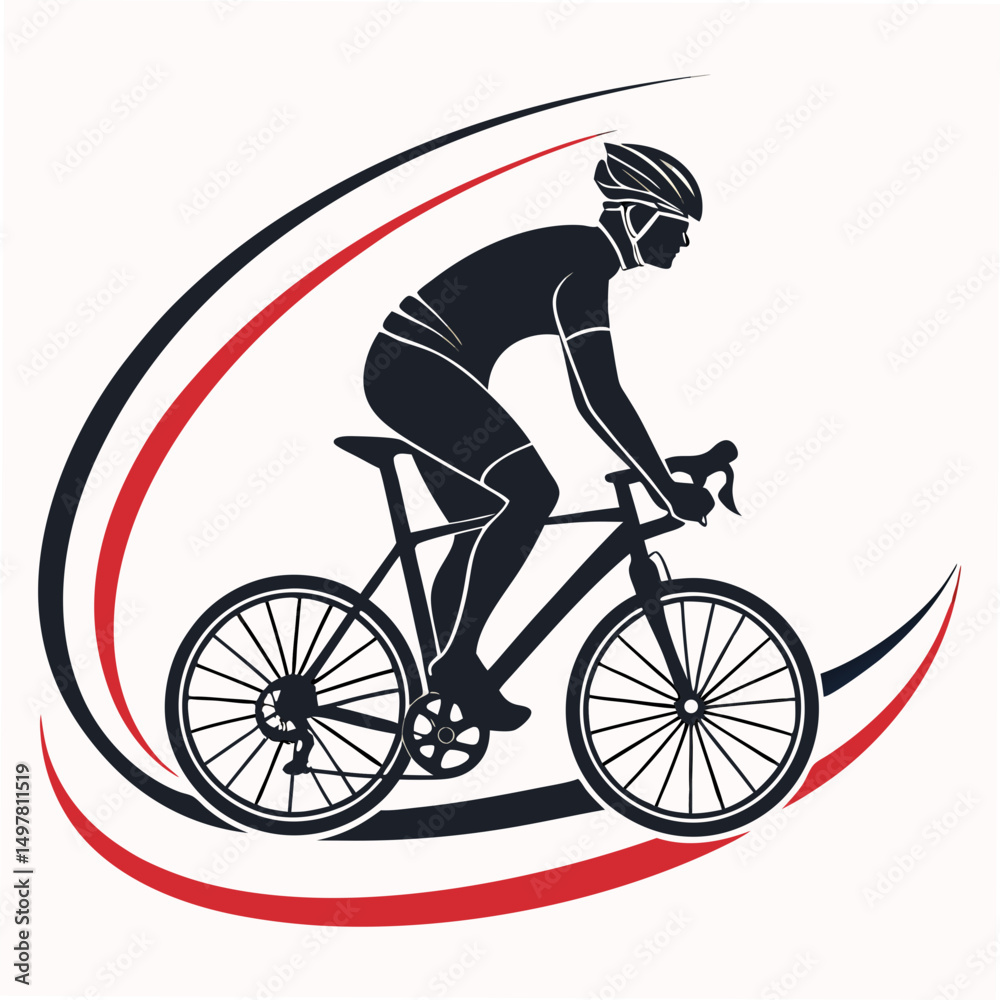 Obraz premium Professional cyclist silhouette on bike with clean cutout, transparent background