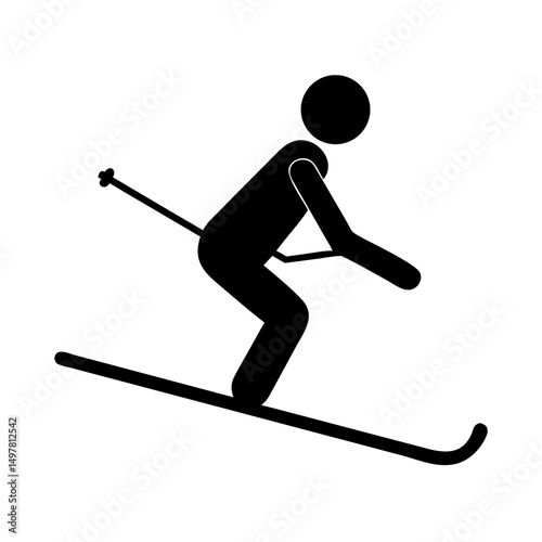 Crisp vector silhouette of a skier, perfect for winter sports designs