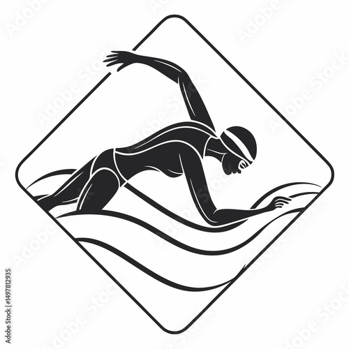 Female swimmer freestyle aquatic competition sport icon