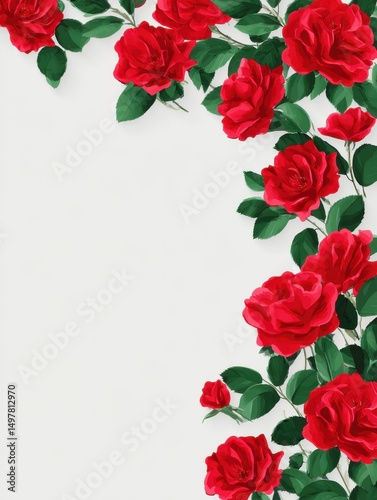 national red rose day floral blooms blank space for text or a logo