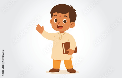 Happy Indian Boy Cartoon Character Template
