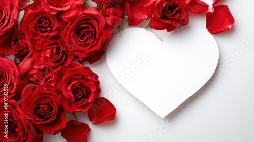 national red rose day love heart blank space for text or a logo