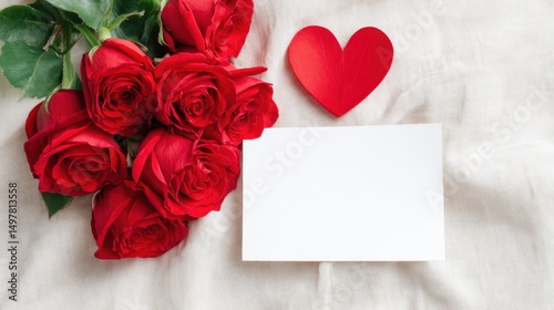 national red rose day love heart blank space for text or a logo