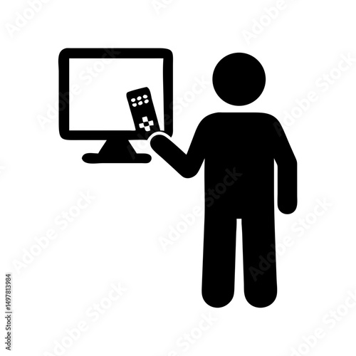 Vector silhouette icon of a person watching, clean cutout design