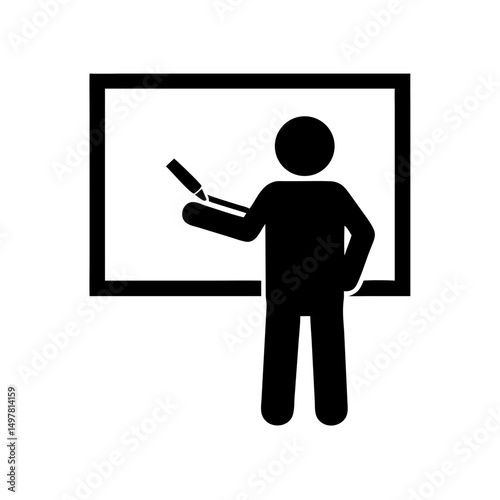 Vector silhouette icon of a person writing, clean cutout design