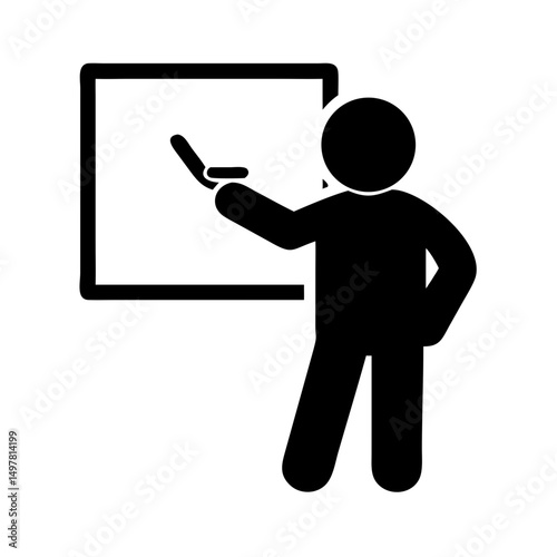 Vector silhouette icon of a person writing on a white background
