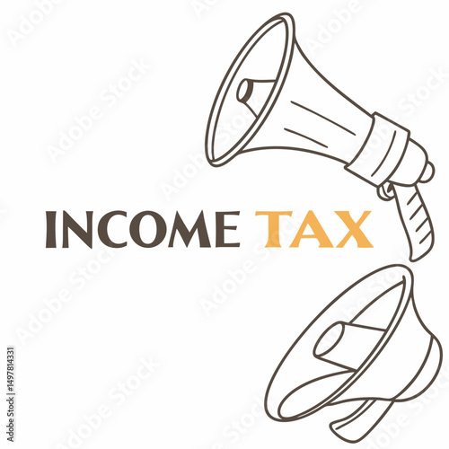 Income tax announcement loudspeaker illustration design