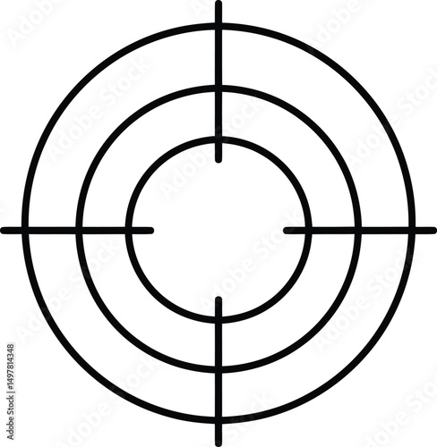 Focus Point Silhouette: A simple, geometric silhouette of a target reticle, an iconic symbol of precision and accuracy.