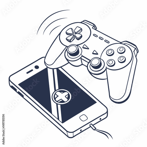 Wireless game controller connected to smartphone mobile gaming