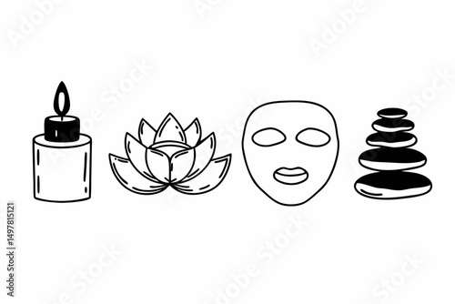 Spa Day Essentials Candle Lotus Face Mask and Stones