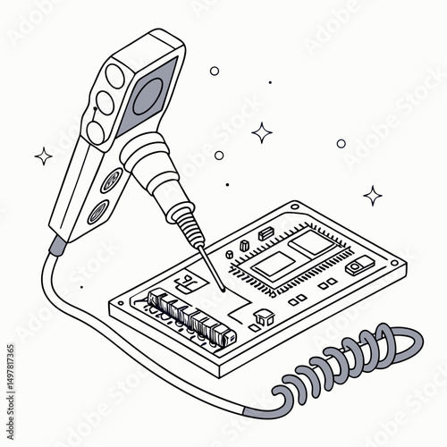 Soldering iron repairing electronic circuit board