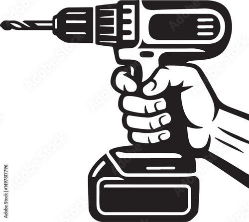 Power in Your Hands Cordless Drill Icon Illustration – DIY Tool Vector

