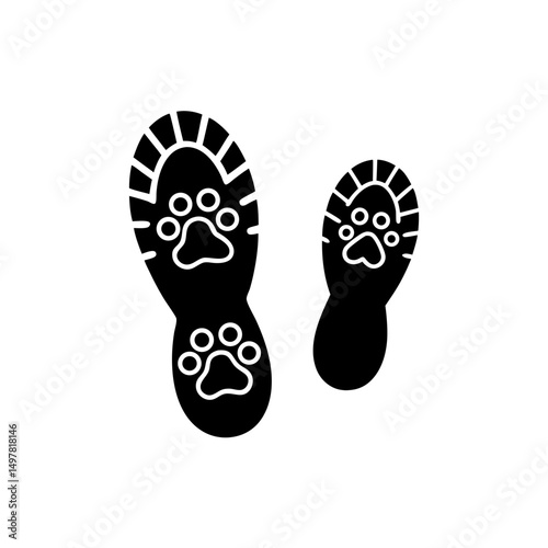 creative details Outline silhouette track footprints human shoes shoe sole funny feet footsteps paws people silhouette icon vector illustration