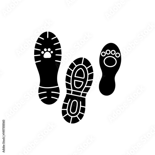 creative details Outline silhouette track footprints human shoes shoe sole funny feet footsteps paws people silhouette icon vector illustration