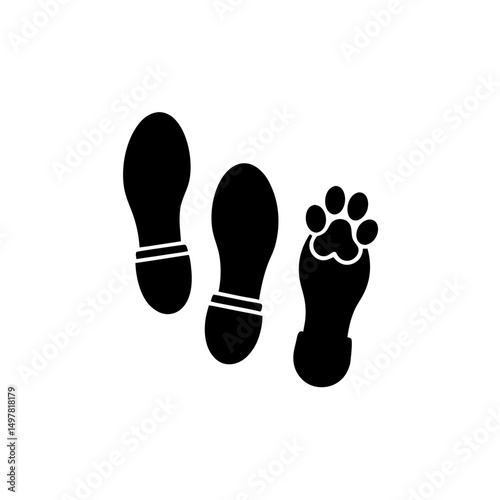 creative details Outline silhouette track footprints human shoes shoe sole funny feet footsteps paws people silhouette icon vector illustration