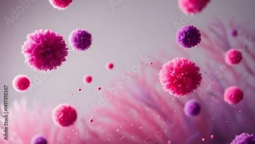 Vibrant Pink and Purple Particles on a Soft Background
