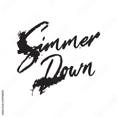 Stylish calligraphy text logo Simmer Down