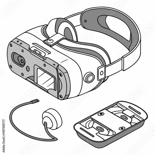 Virtual reality headset disassembled parts diagram
