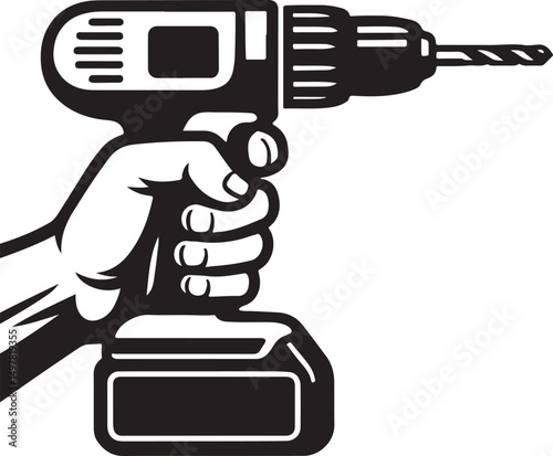 Power in Your Hands Cordless Drill Icon Illustration – DIY Tool Vector

