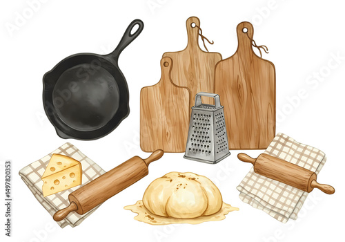 Baking and Cooking Kitchen Utensils Illustration