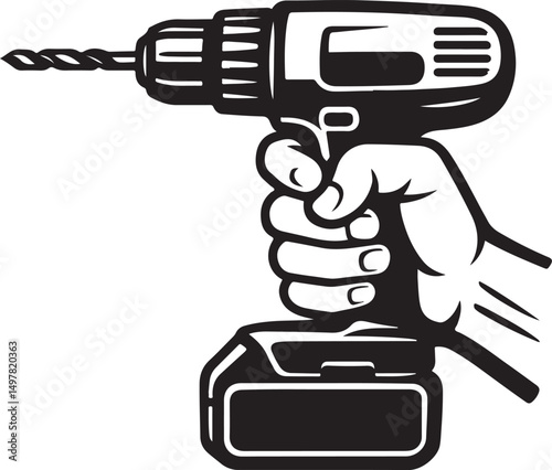 Power in Your Hands Cordless Drill Icon Illustration – DIY Tool Vector

