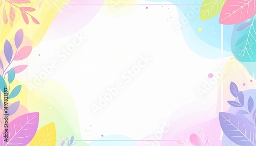 Pastel Floral Frame with Watercolor Background