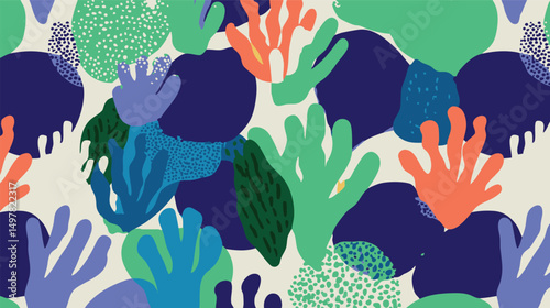 minimalist coral reef pattern with vibrant colors