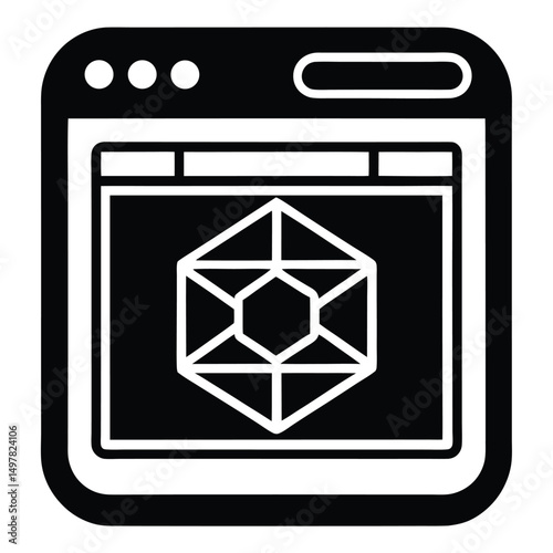 Web Designer element isolated browser window with design preview on white background