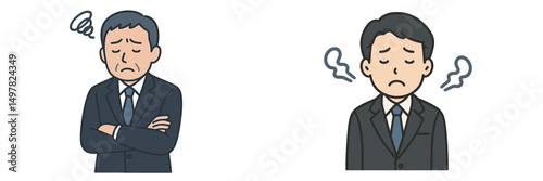 Businessmen displaying feelings of frustration and disappointment in a professional setting during a stressful meeting