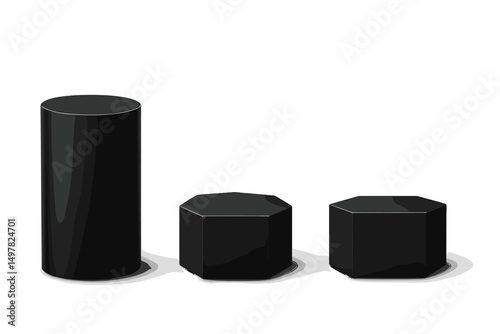 Modern black geometric shapes displaying minimalistic design for home decor or art installations