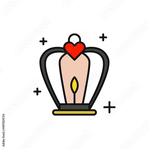 Heart Lantern with Warm Light for Wedding Theme Icon.
